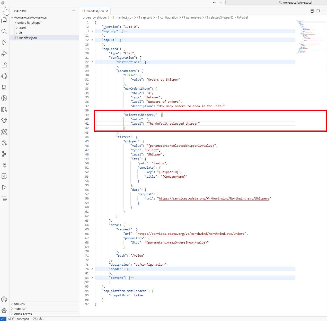 Image depicting manifest.json file โ set the initially selected category